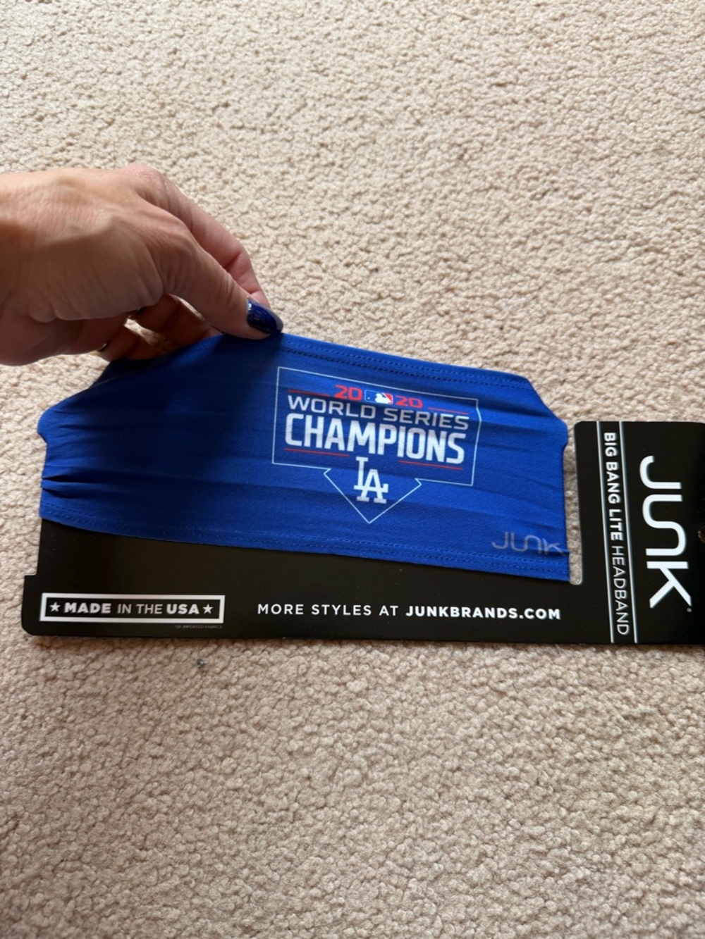 JUNK Big Bang Lite Headband Blue LA Dodgers 2020 World Series Champions